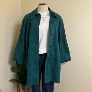 London Fog Forest green vintage 90s trench coat with button-up front